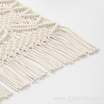 grey and white macrame wall hanging